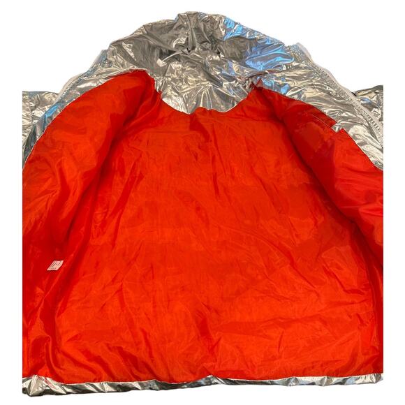 NASA Silver Puffer Jacket by Sen Li Lang Unisex Hooded Metallic Space Coat L - Picture 10 of 12